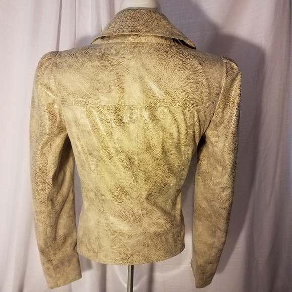 Ruffle Jacket Blazer zip Leather Look Poly Snake - Picture 5 of 8